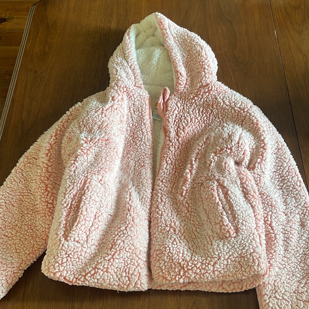 juniors light pink full-zip teddy coat